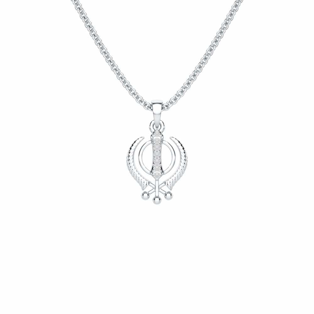 Khalsa Pure Silver Pendant - White Gold - Image 1