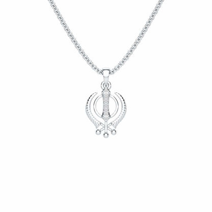 Khalsa Pure Silver Pendant - White Gold - Image 1