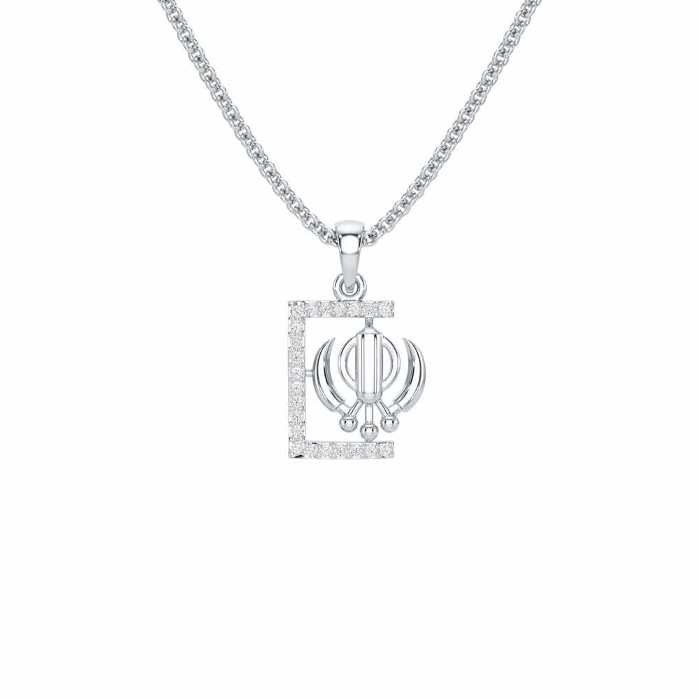 Khalsa Aura Silver Pendant - White Gold - Image 1