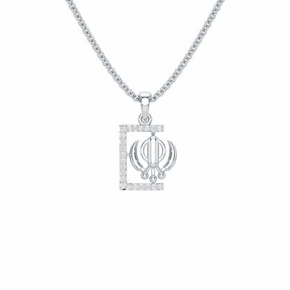 Khalsa Aura Silver Pendant - White Gold - Image 1