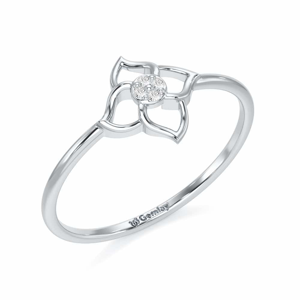 Solo Bloom Silver Ring - White Gold - Image 1