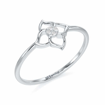 Solo Bloom Silver Ring - White Gold - Image 1