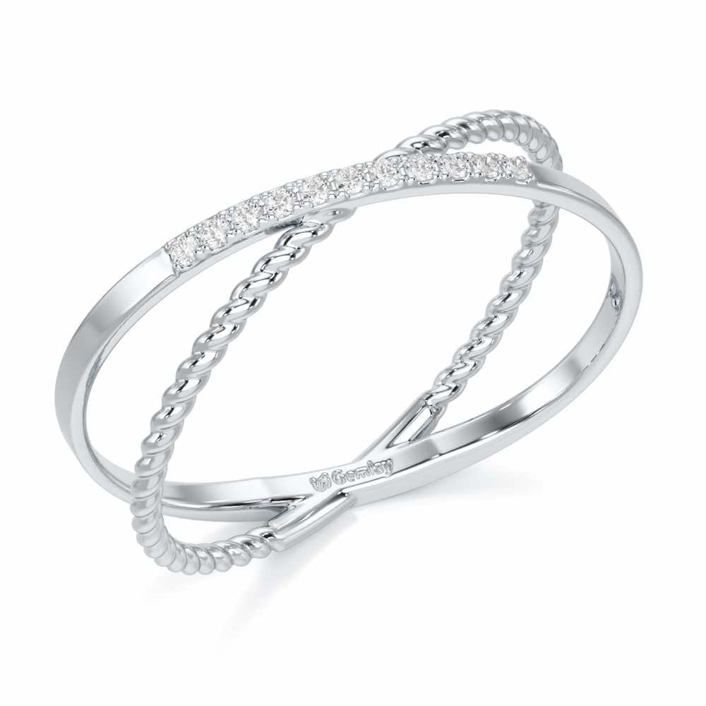 Cross Connection Silver Ring - White Gold - Image 1