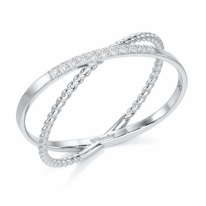 Cross Connection Silver Ring - White Gold - Image 1