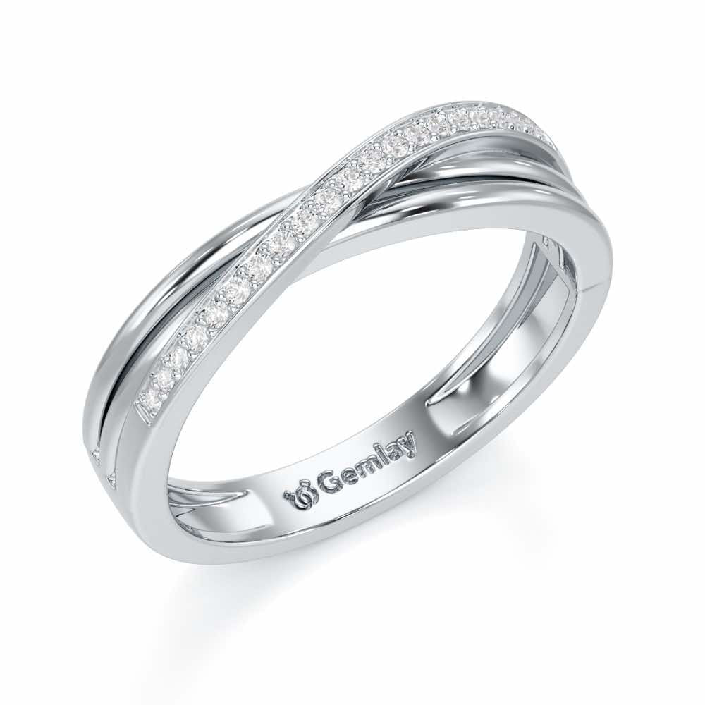 Three Crossing Silver Ring - White Gold - Image 1