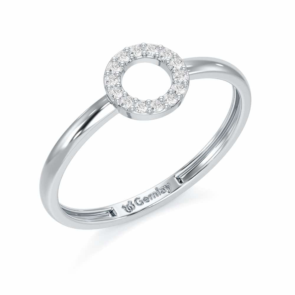 Fiona Halo Silver Ring - White Gold - Image 1