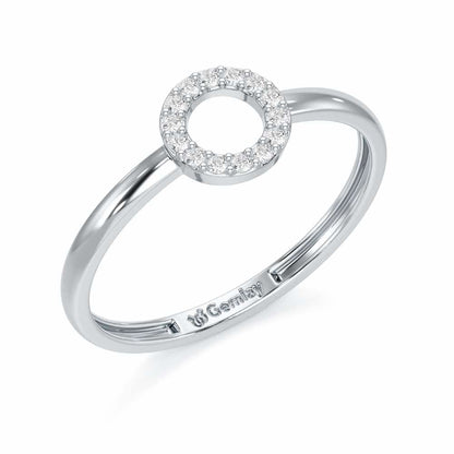 Fiona Halo Silver Ring - White Gold - Image 1