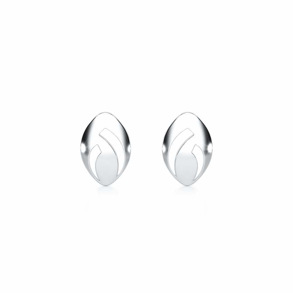 Sun Pebble Silver Earrings - White Gold - Image 1