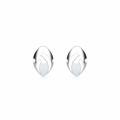 Sun Pebble Silver Earrings - White Gold - Image 1