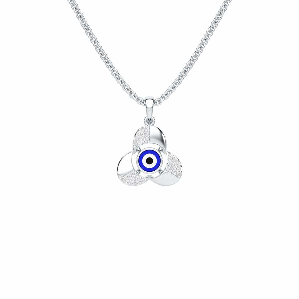 Eye of Fortitude Silver Pendant - White Gold - Image 1