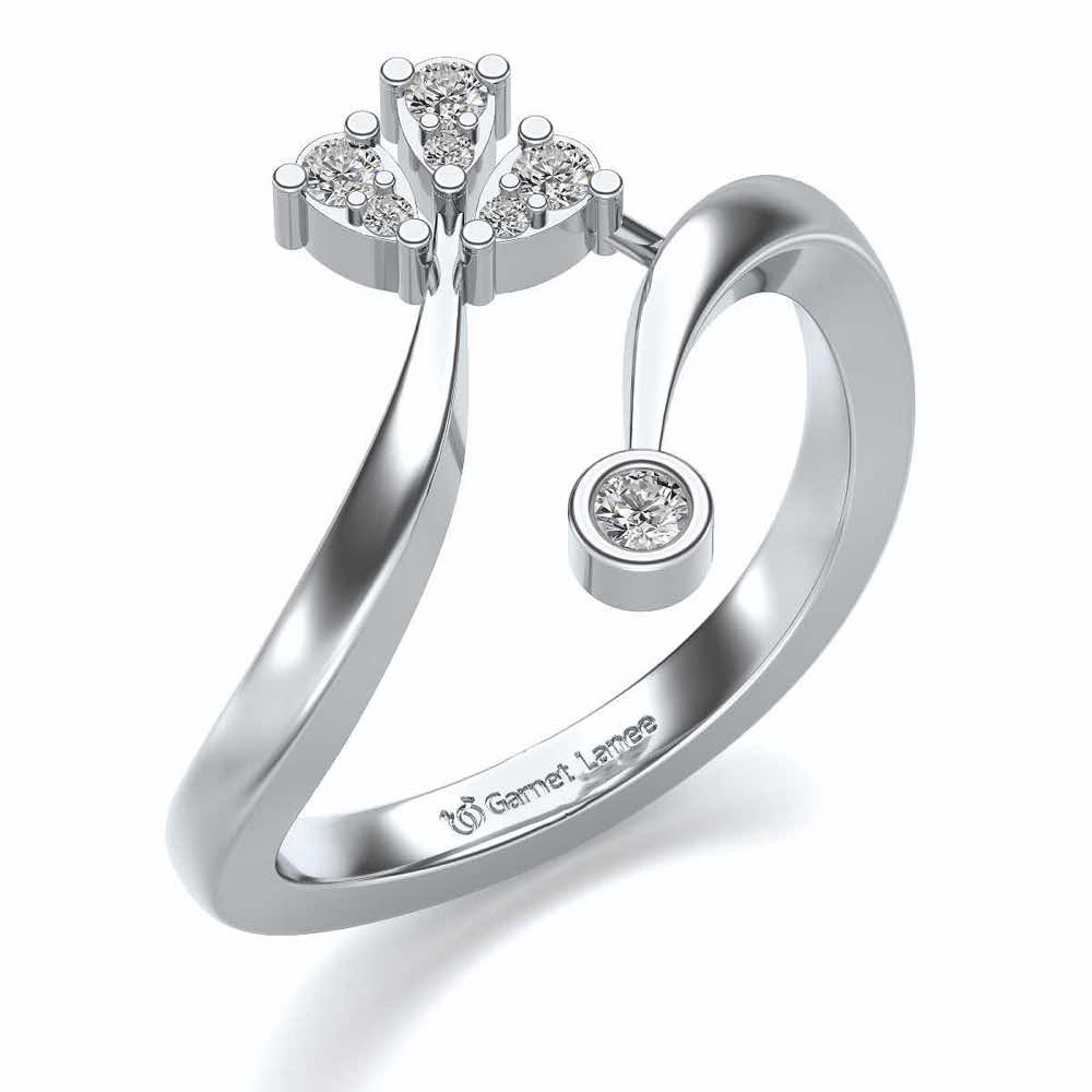 Trio Vignette Silver Ring - White Gold - Image 1
