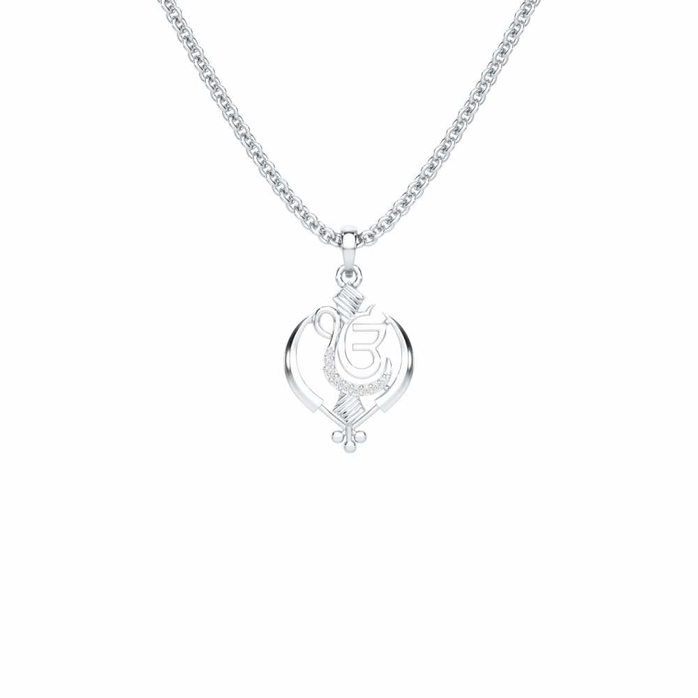 Onkar Light Silver Pendant - White Gold - Image 1