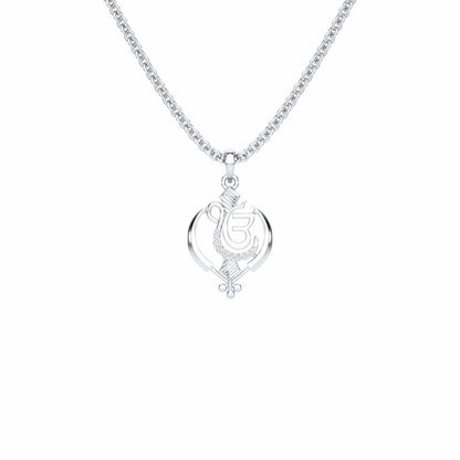 Onkar Light Silver Pendant - White Gold - Image 1