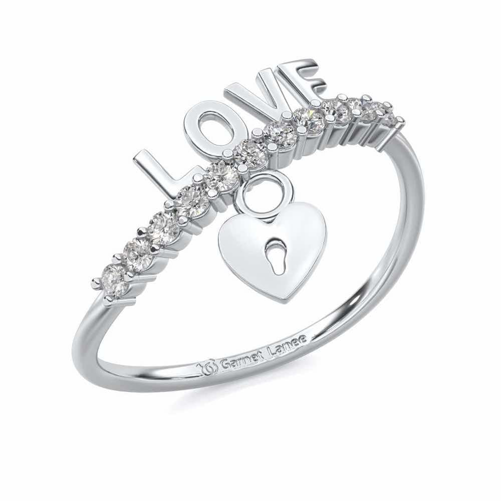 Hang Love Silver Ring - White Gold - Image 1