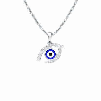 Evil Eye Charm Silver Pendant - White Gold - Image 1