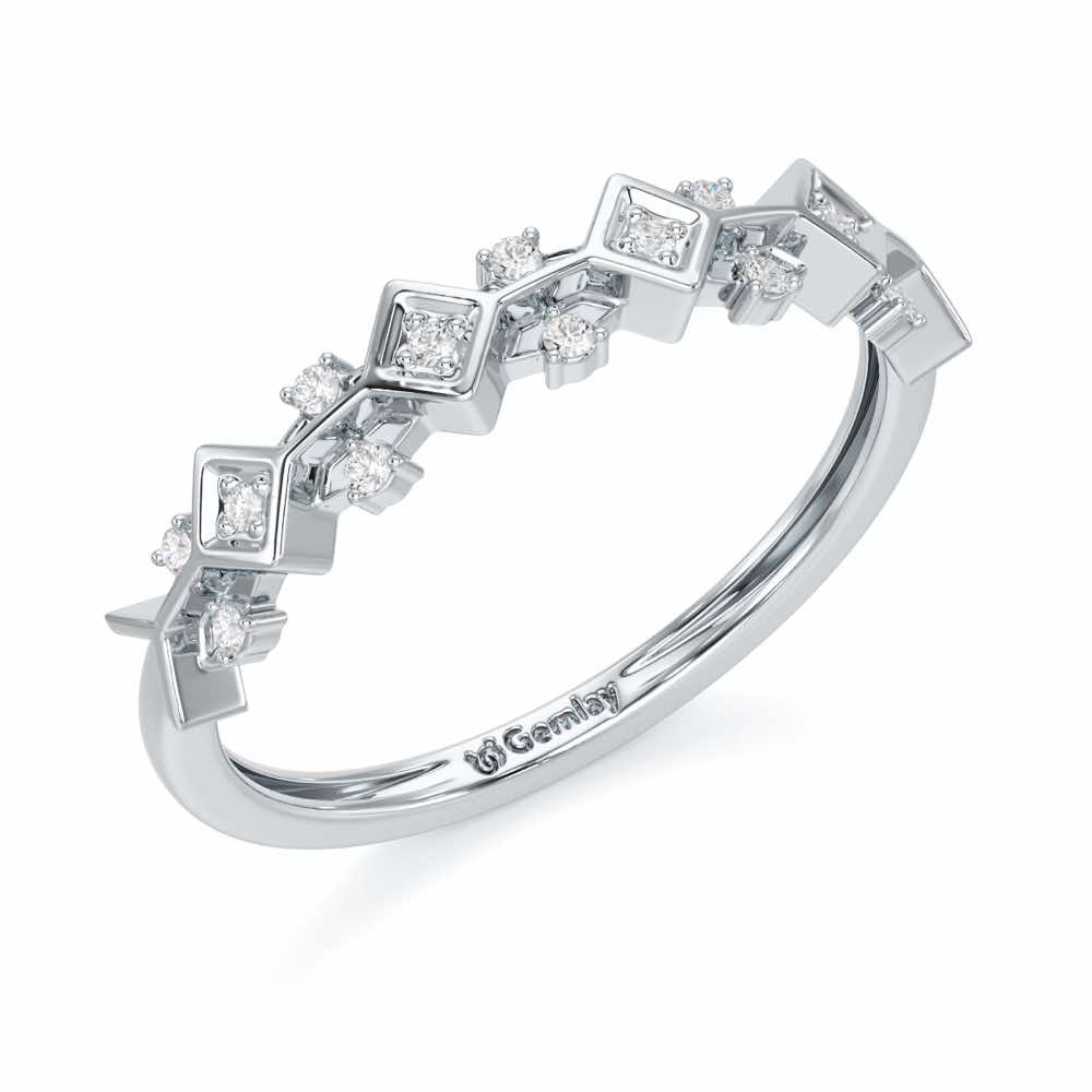 Embellished Charm Silver Ring - White Gold - Image 1