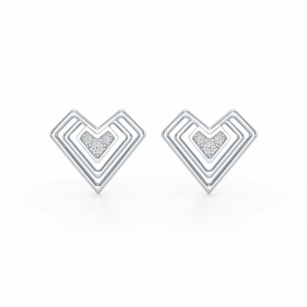 Perfect Pointers Silver Earring Studs - White Gold - Image 1