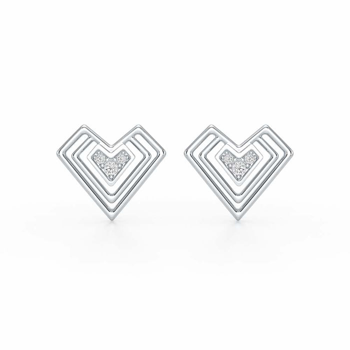Perfect Pointers Silver Earring Studs - White Gold - Image 1