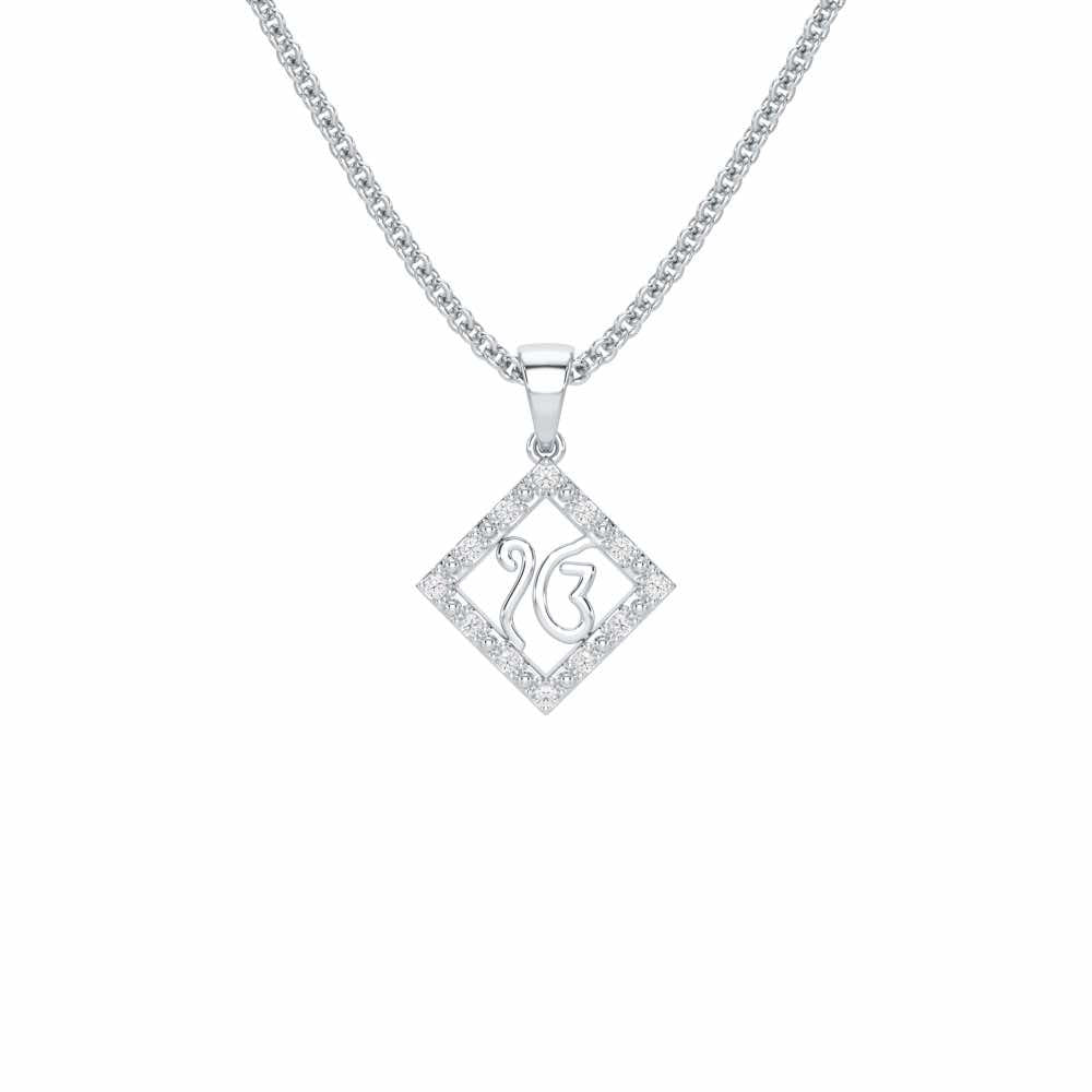Divine Onkar Silver Pendant - White Gold - Image 1