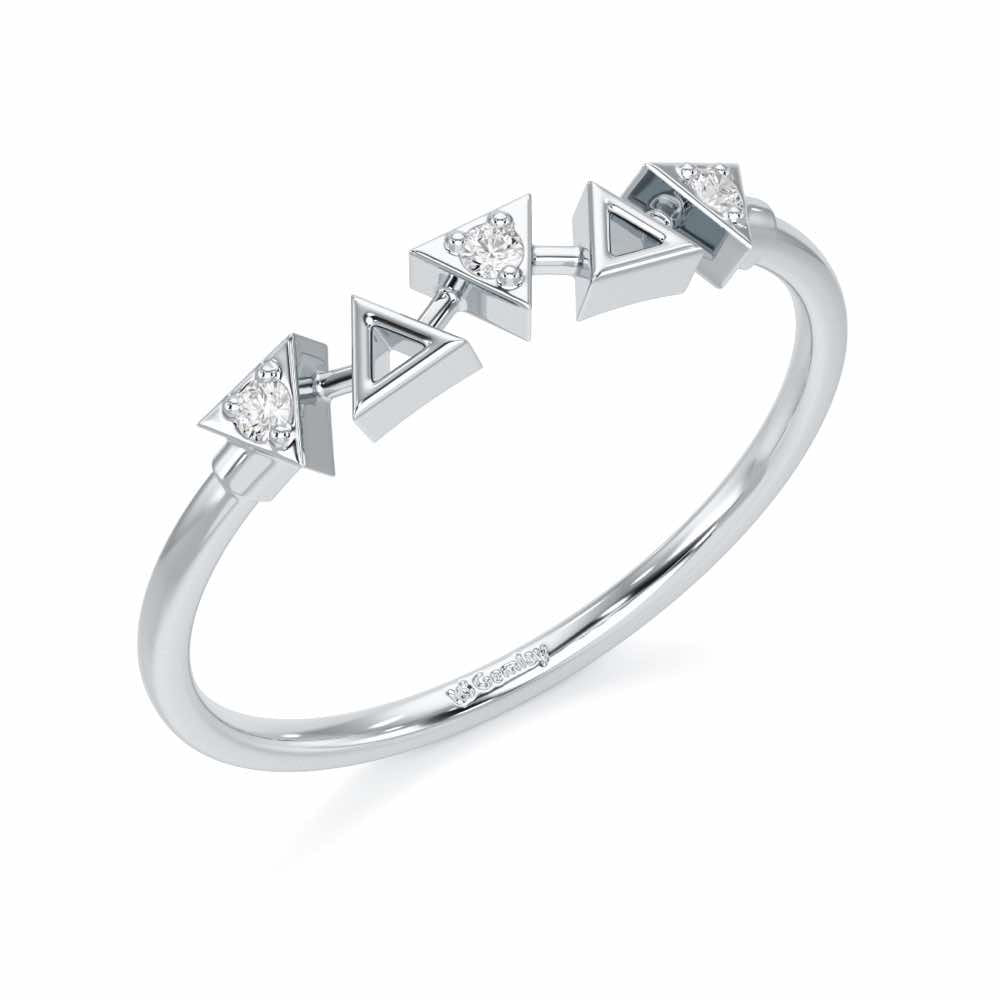 Triangle Meet Silver Ring - White Gold - Image 1
