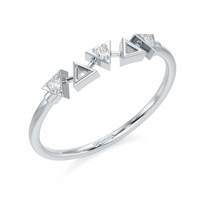 Triangle Meet Silver Ring - White Gold - Image 1
