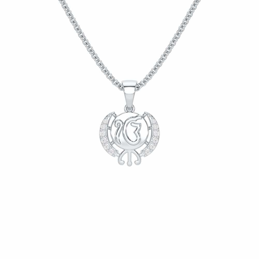 Onkar Grace Silver Pendant - White Gold - Image 1