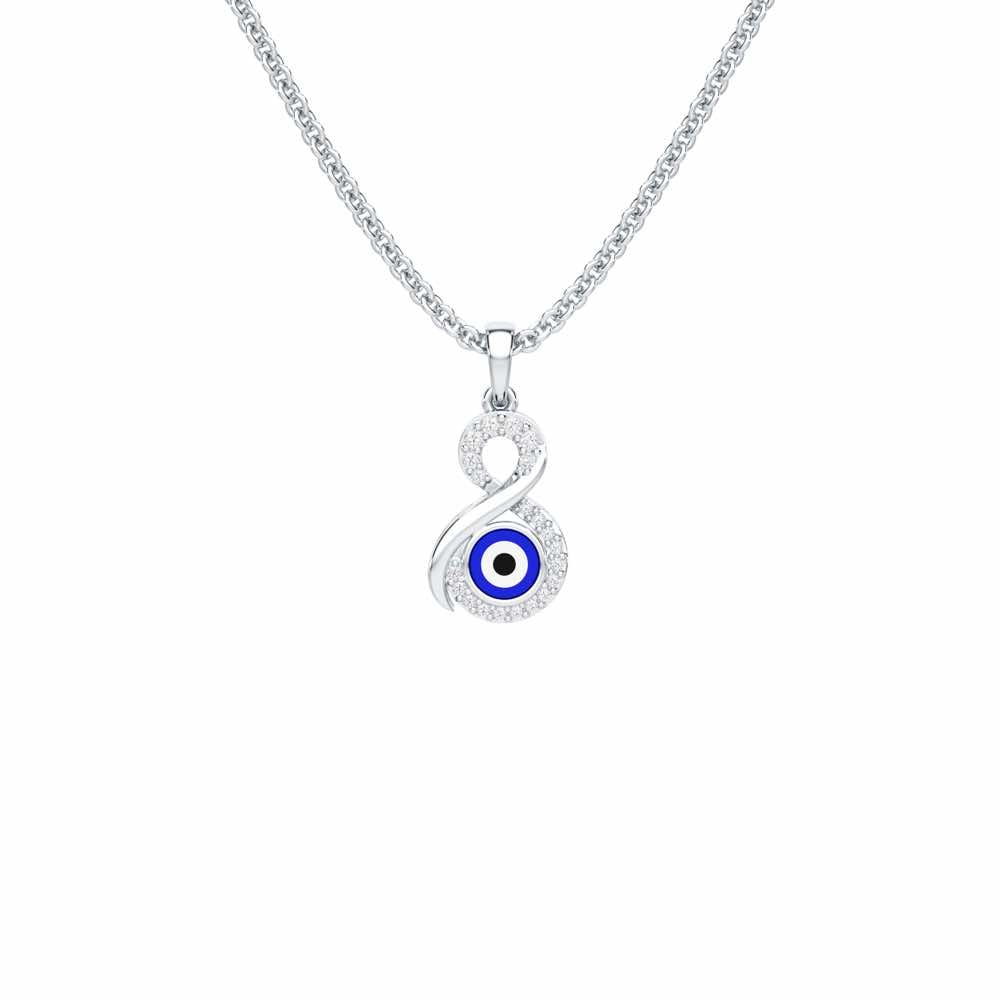 Sacred Gaze Silver Pendant - White Gold - Image 1