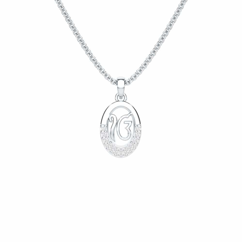 Onkar Shakti Silver Pendant - White Gold - Image 1