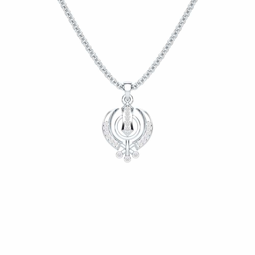 Khalsa Faith Silver Pendant - White Gold - Image 1