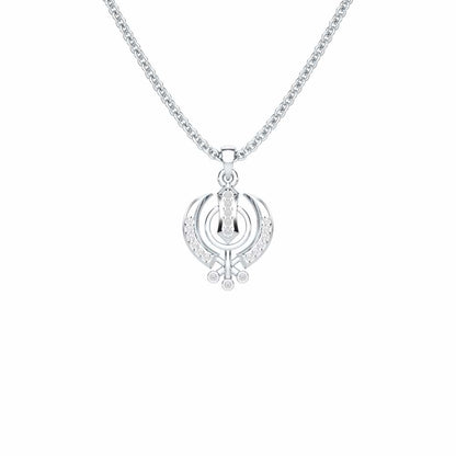 Khalsa Faith Silver Pendant - White Gold - Image 1