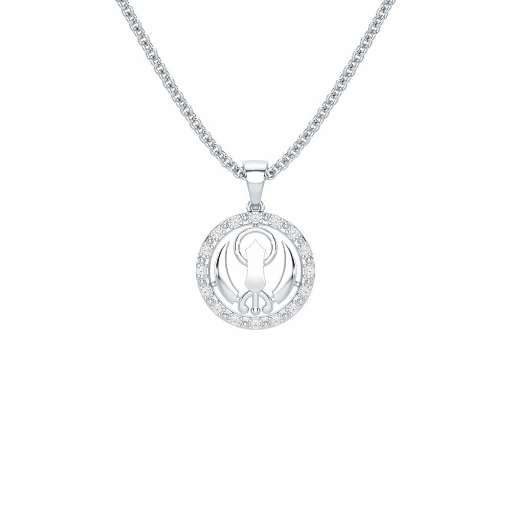 Khalsa Blessing Silver Pendant - White Gold - Image 1