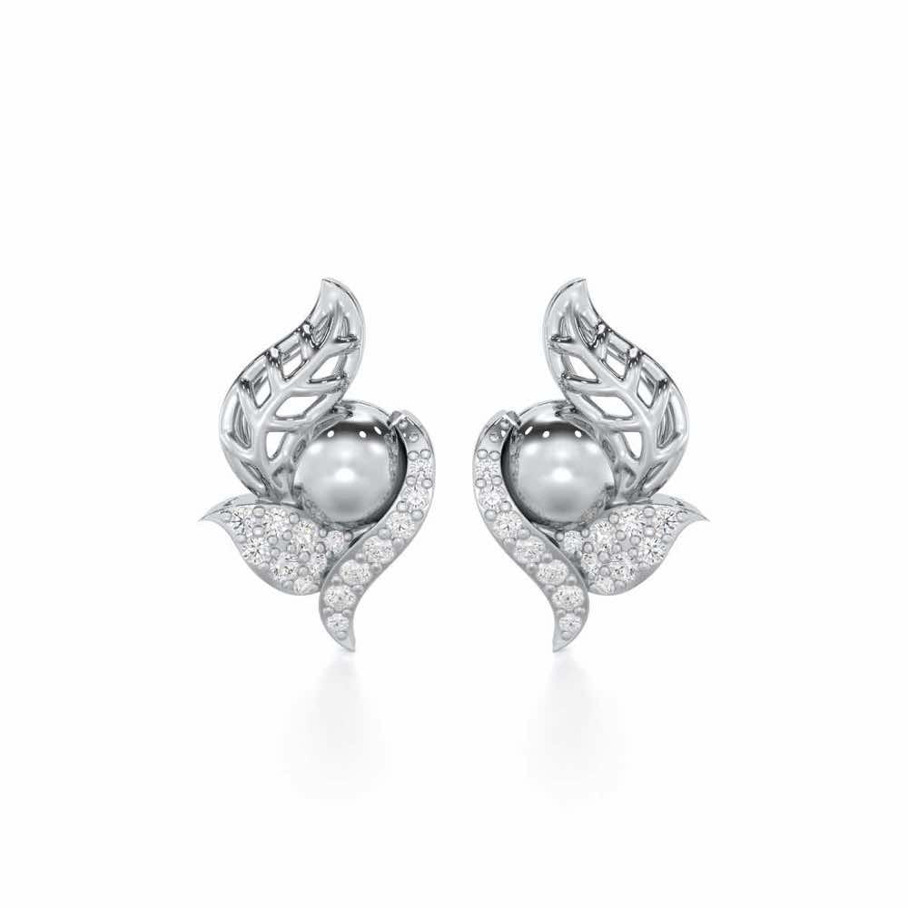 Blissful Harmonies Silver Earrings - White Gold - Image 1