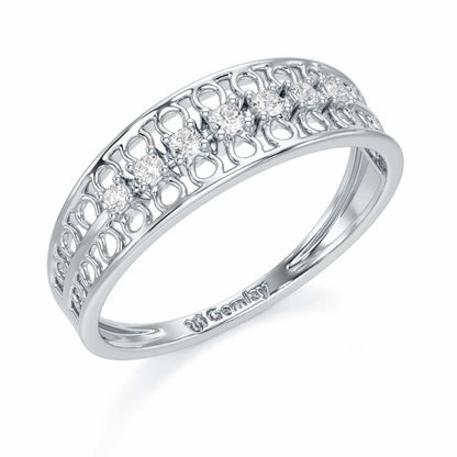 Lattice Binge Silver Ring - White Gold - Image 1