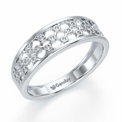 Mesh Aria Silver Ring for Women - White Gold - Image 1