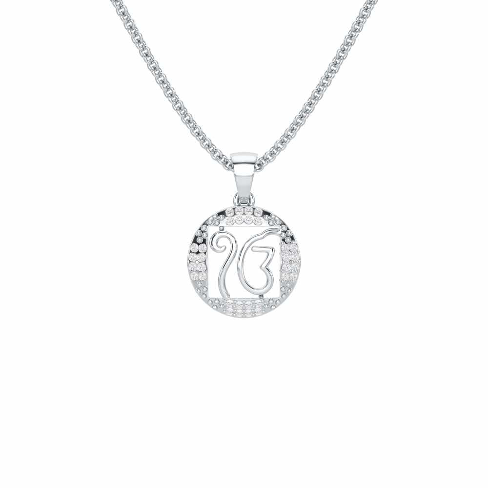 Ek Onkar Divine Silver Pendant - White Gold - Image 1