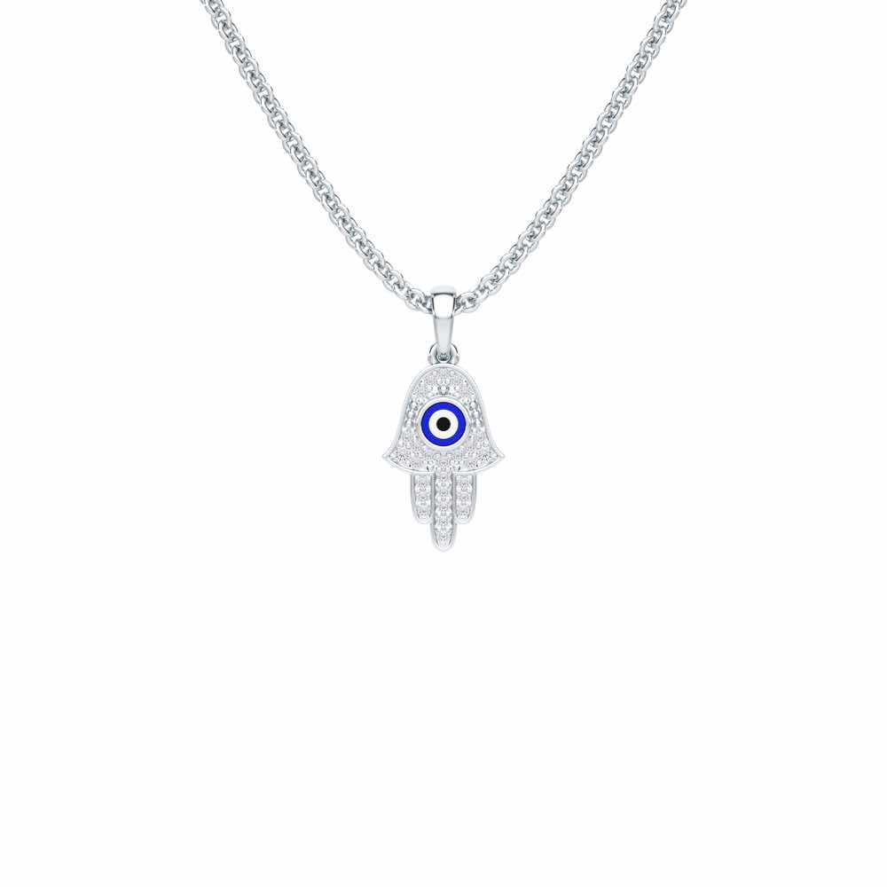 Protective Gaze Silver Pendant - White Gold - Image 1