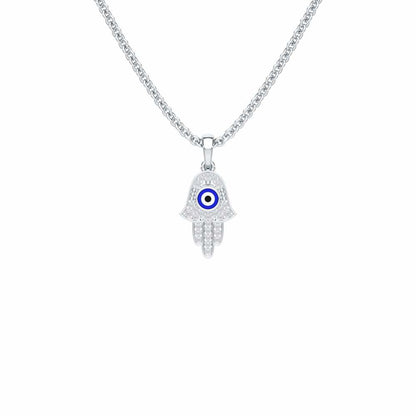 Protective Gaze Silver Pendant - White Gold - Image 1