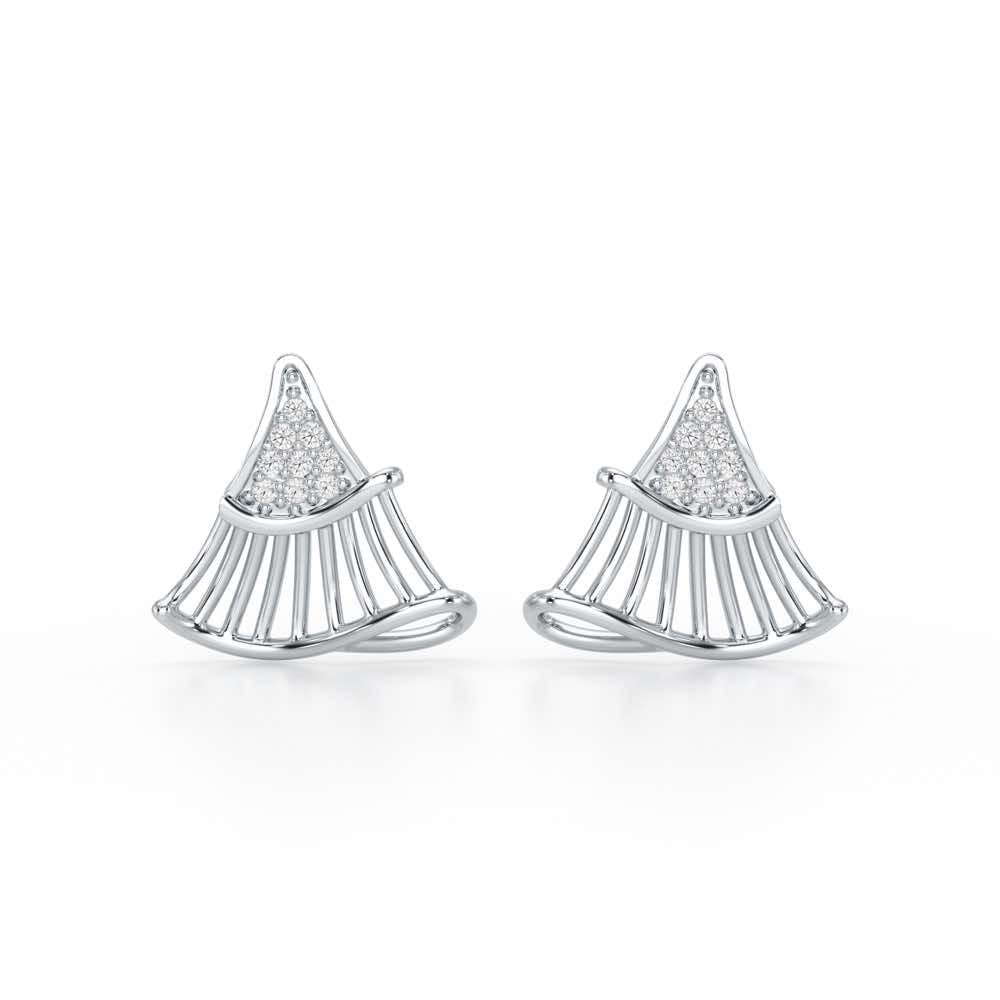 Shiny Skirts Silver Earring Studs - White Gold - Image 1