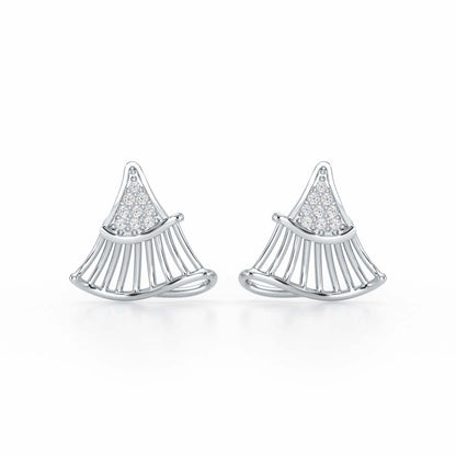Shiny Skirts Silver Earring Studs - White Gold - Image 1