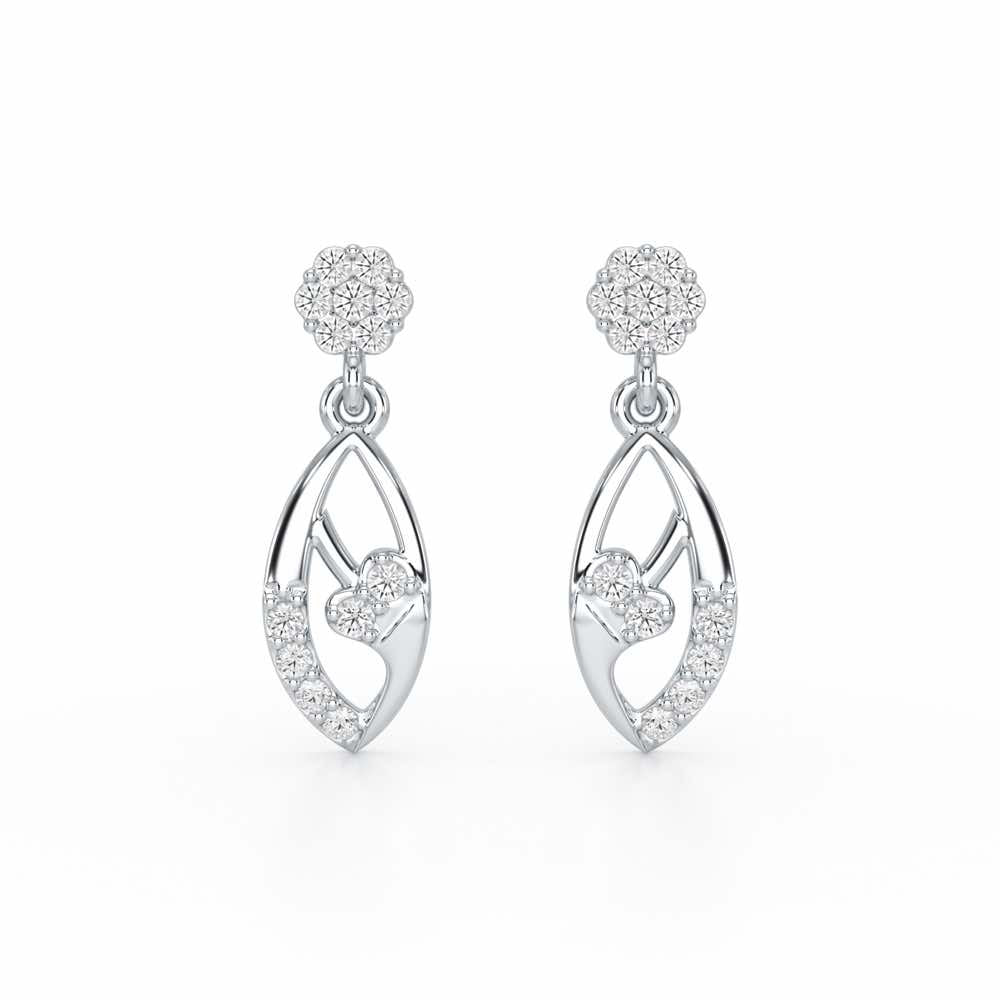 Flawless Epitome Dangler Silver Earrings - White Gold - Image 1