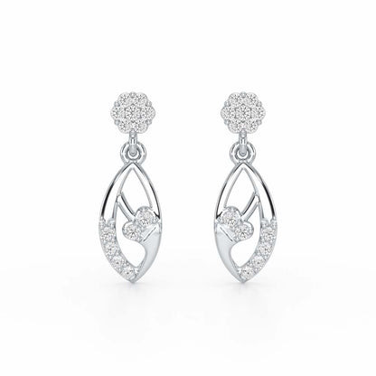 Flawless Epitome Dangler Silver Earrings - White Gold - Image 1