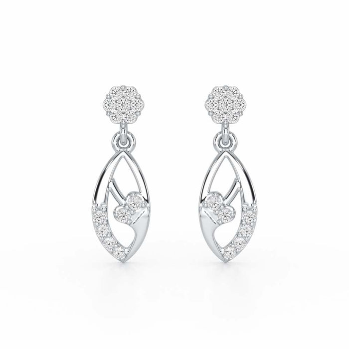Flawless Epitome Dangler Silver Earrings - White Gold - Image 1