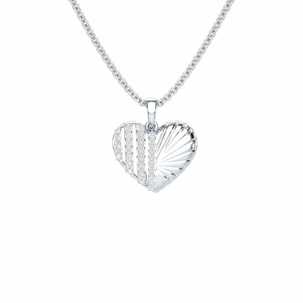 Heart Grace Silver Pendant - White Gold - Image 1