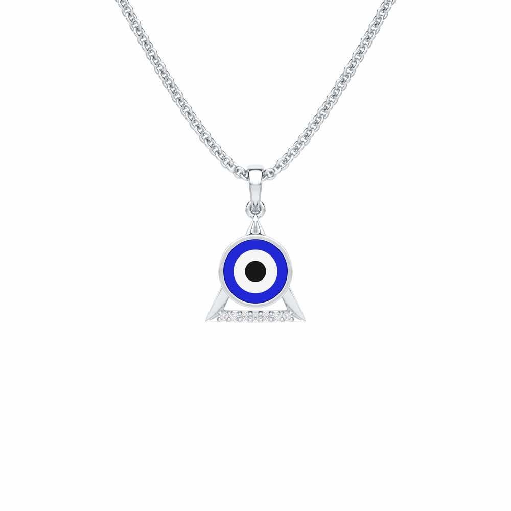 Guardian Eye Silver Pendant - White Gold - Image 1
