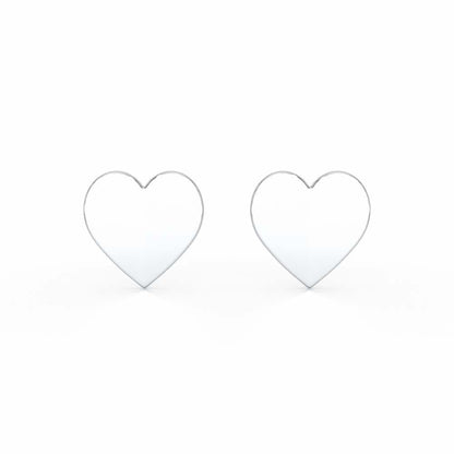 Trinket Heart Silver Earring Studs - White Gold - Image 1