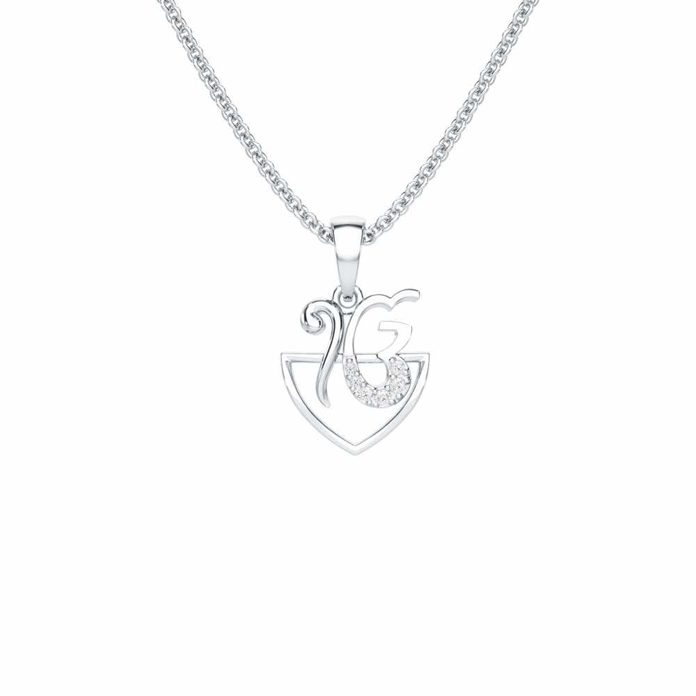 Onkar Aura Silver Pendant - White Gold - Image 1