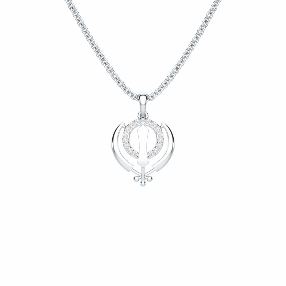 Khalsa Meher Silver Pendant - White Gold - Image 1