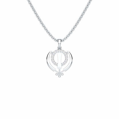Khalsa Meher Silver Pendant - White Gold - Image 1