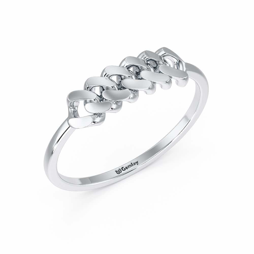Moonlit Chain Women Ring - White Gold - Image 1