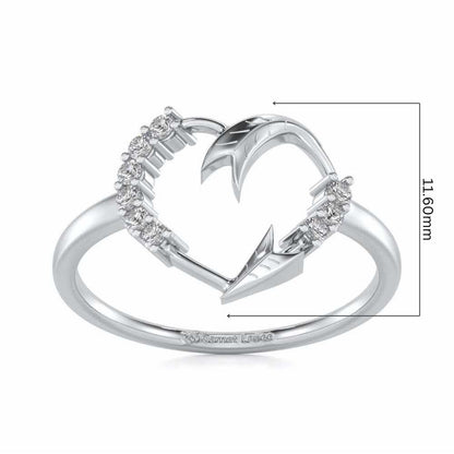 Arrow Heart Silver Ring - White Gold - Image 5